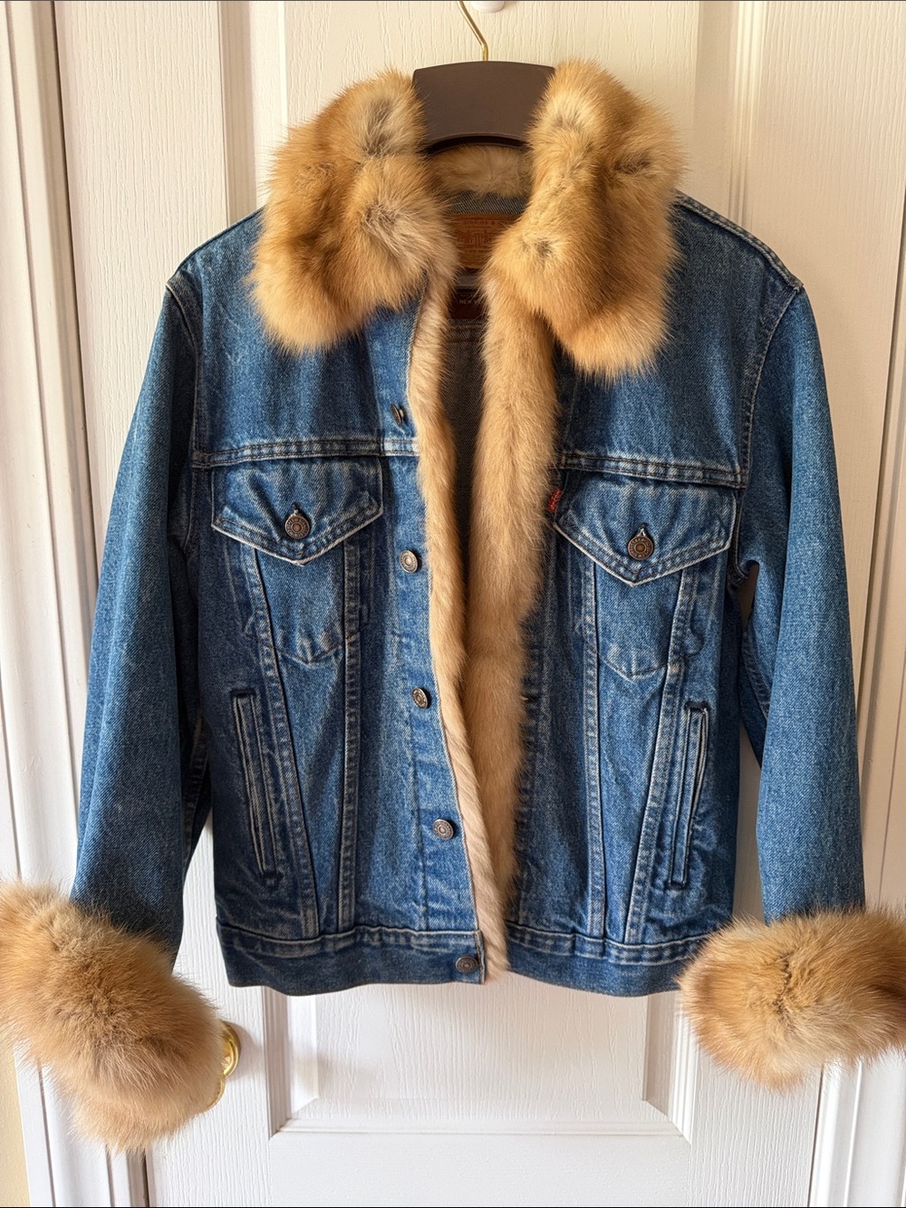 Levi couture denim jacket with sable fur